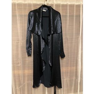 Midnight Blue Satin Lightweight Trench